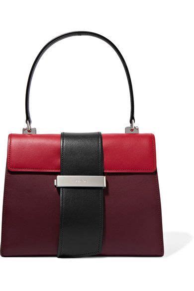 prada metal ribbon color-block leather tote